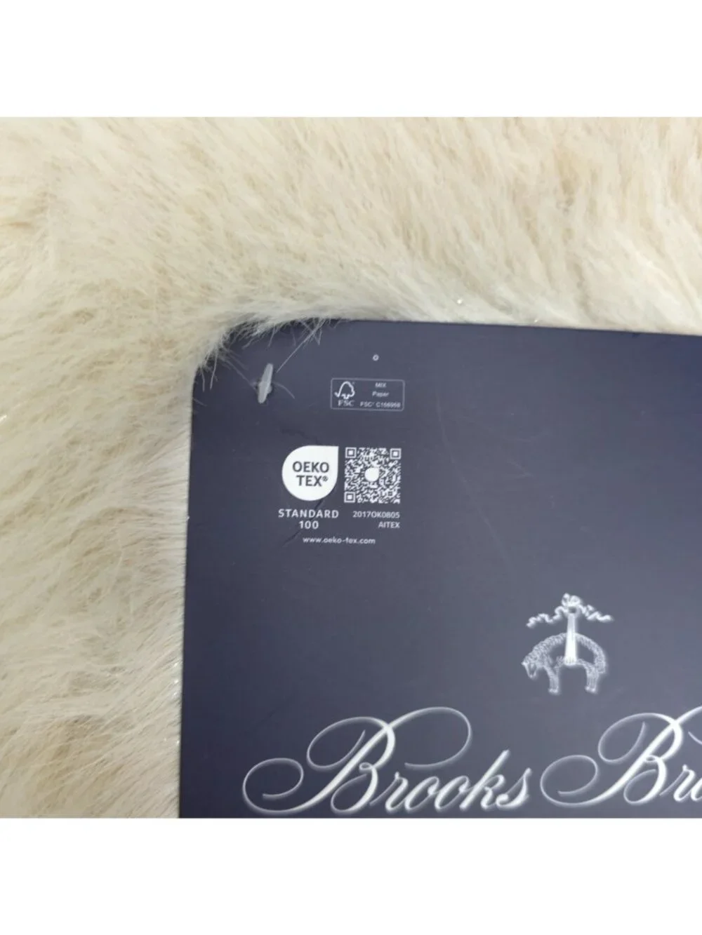 Brooks Brothers Luxe Faux Fur Throw Blanket Beige With Sparkling Strands Cozy